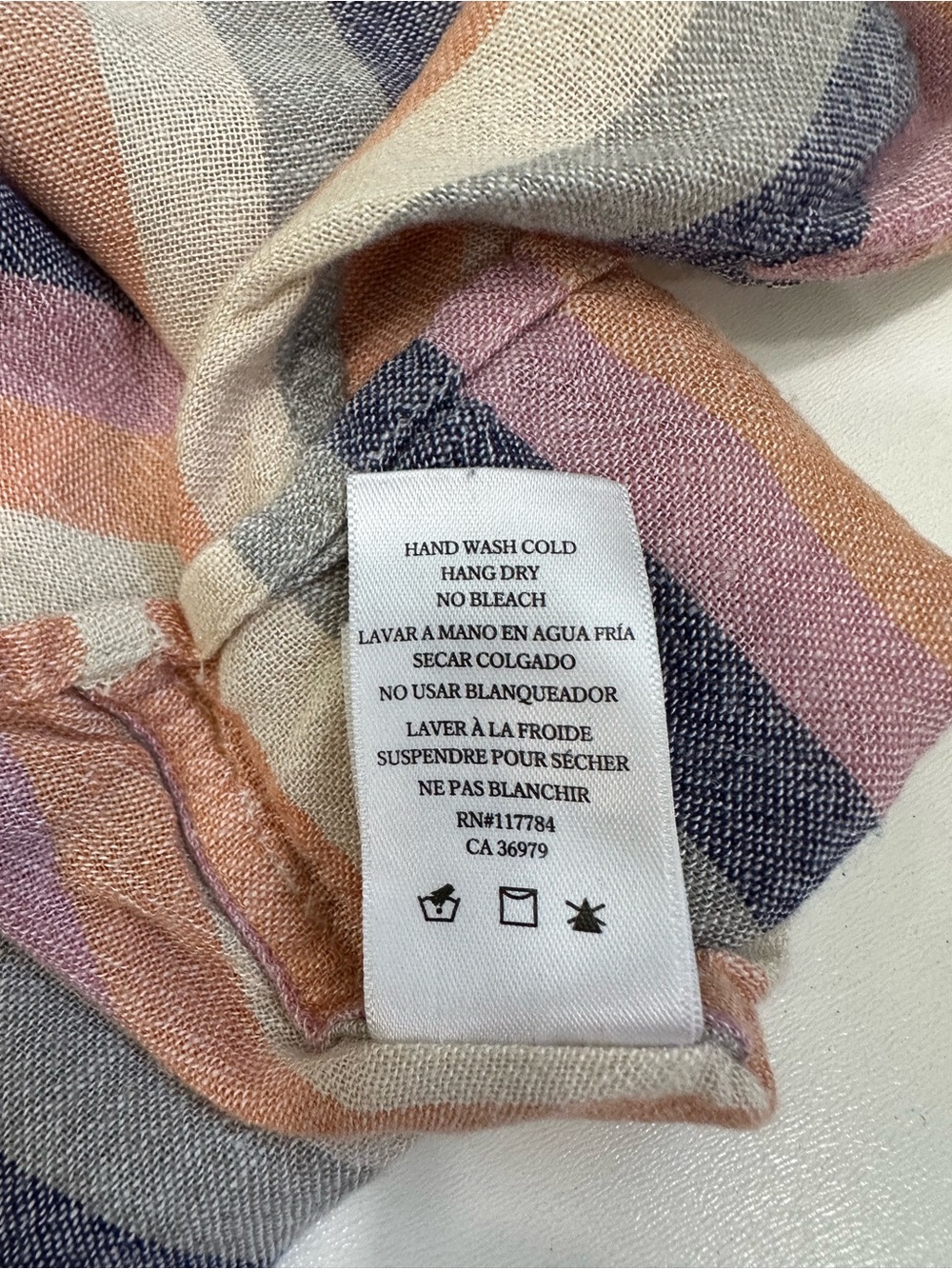 Rails Marley Top Mandalay Stripe Women Size S Button Down Tie Front Linen Rayon - Picture 11 of 11
